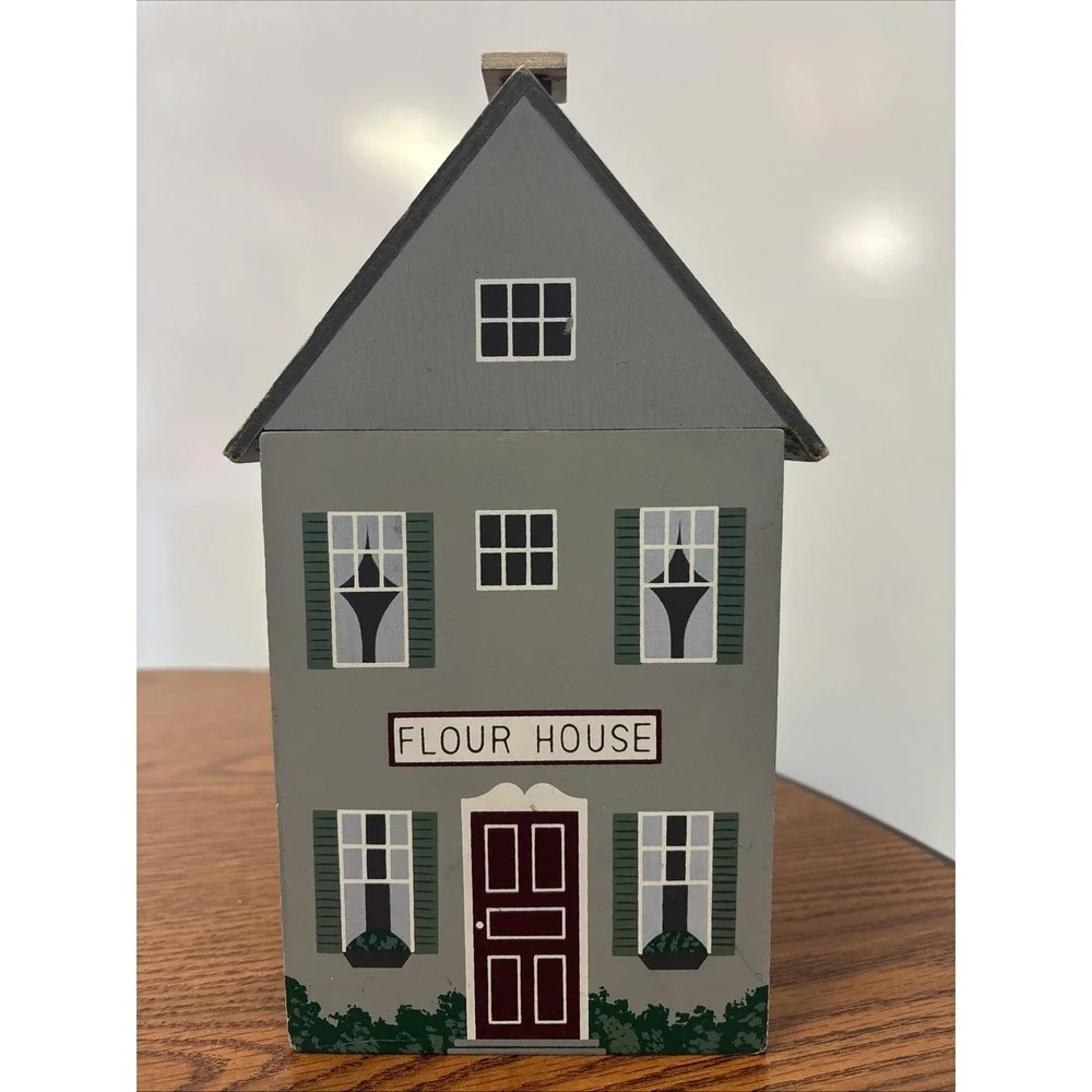 Flour House Wood Canister Farmhouse Decor with Plastic Liner‎ 11